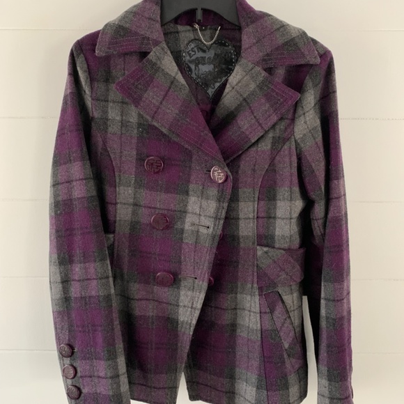 Guess plaid pea coat - Picture 2 of 5